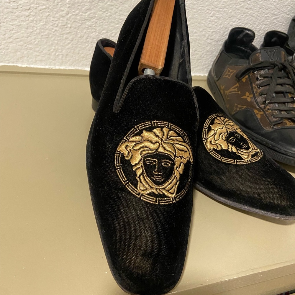 Versace Black and Gold Loafers